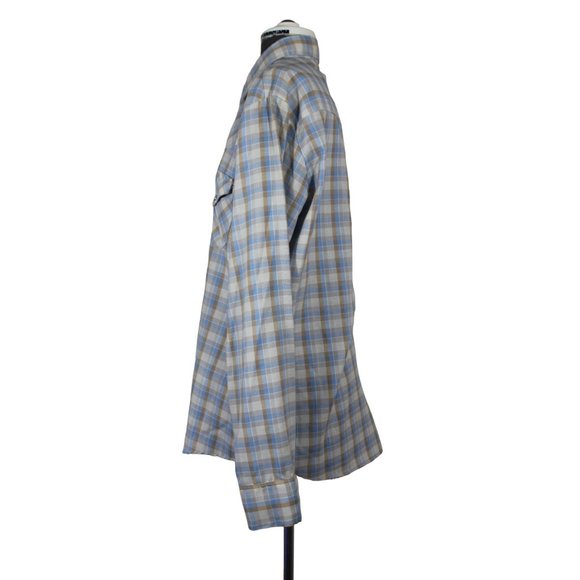 Bon Homme men's vintage pearl snap front plaid Western cowboy‎ shirt XL - Picture 3 of 10